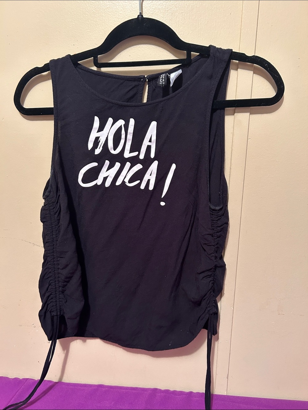 Divided Black 'HOLA CHICA!' Graphic Tank Top